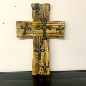 Wooden Cross with Iron Detail